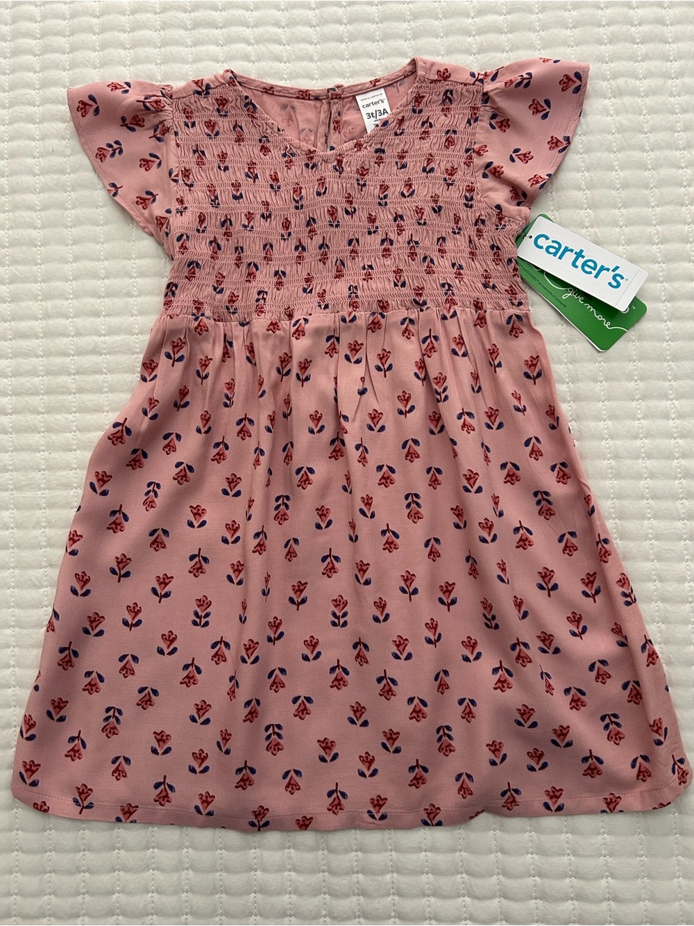 Carter's Pink Floral Smocked Dress
Size 3T NWT